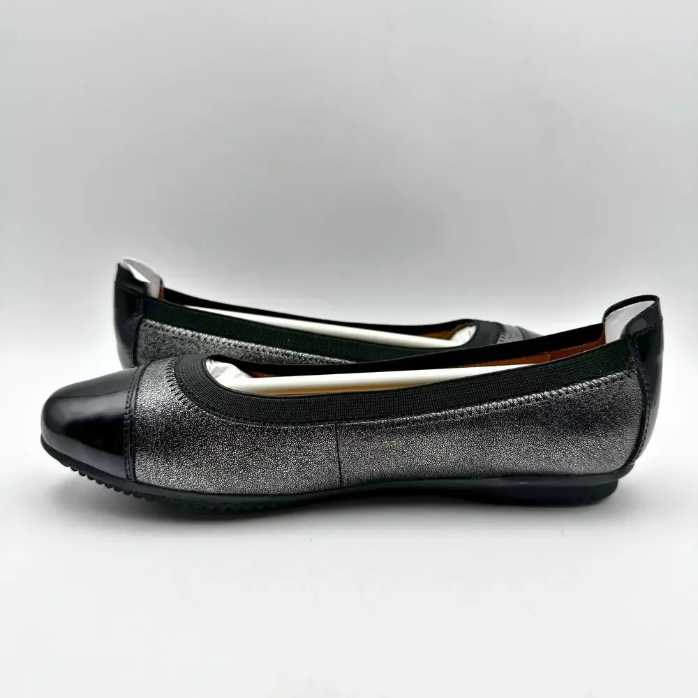 Josef Seibel Women Pippa 07 Ballet Flats EU 36 US 5-5.5 Black Silver Leather NIB